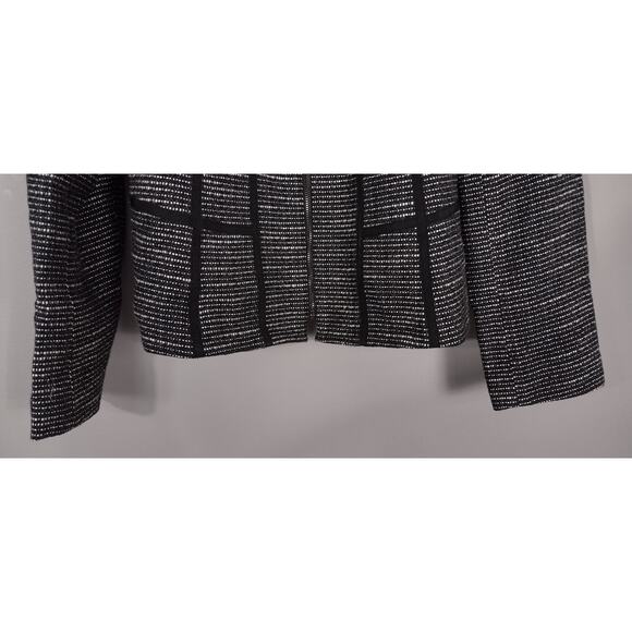 JONES NEW YORK Black Tweed Geometric Trim Zipper Blazer Jacket 10 Office Career - Picture 11 of 16